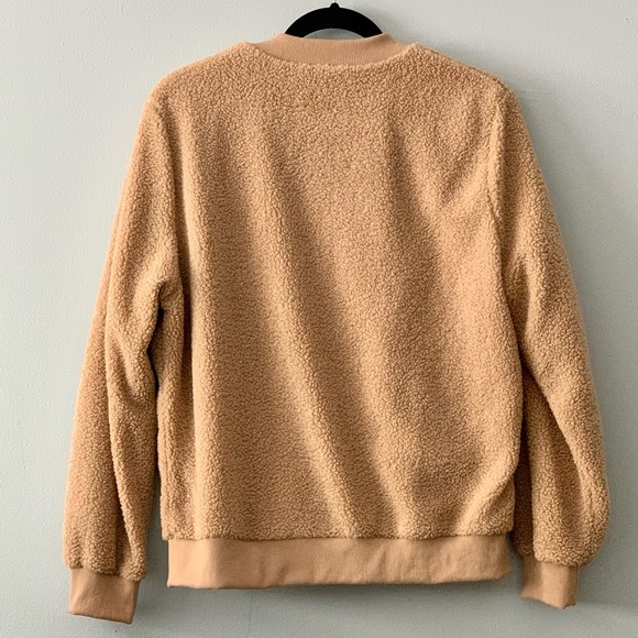 Camel Brown Sherpa Zip Up Jacket - Picture 2 of 4